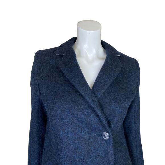 Saint James | Women's Blue Wool Blend Long Pea Coat | Size: 6 - Picture 2 of 10